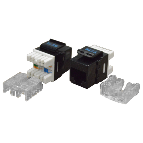 RJ45 Keystone module, category 6, UTP, 180 degrees, black